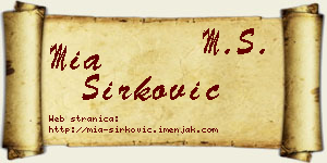 Mia Sirković vizit kartica